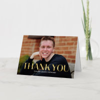 Modern Clean FOIL Photo Thank You Card