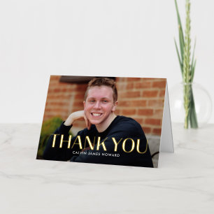 Modern Clean FOIL Photo Thank You Card