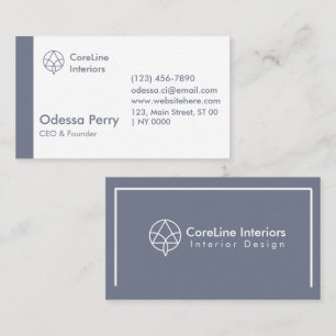 Modern Clean Geometric Navy Grey Scheme Minimalist Business Card