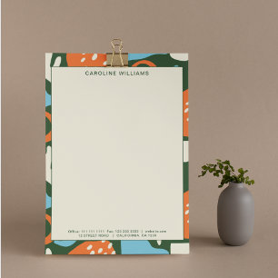 Modern Clean Pattern Abstract Artwork Monogram Custom Letterhead
