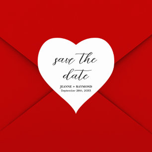 Modern Clean Save the date Wedding Announcement Heart Sticker