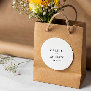 Modern Clean Timeless Wedding Classic Round Sticker