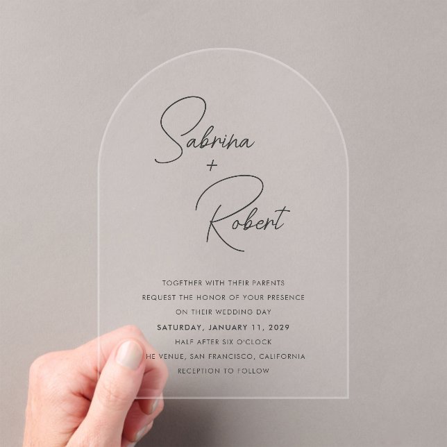 Modern Clean Wedding Acrylic Invitations (Insitu (Handheld))