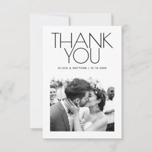 Modern Clean Wedding Minimalist Elegant Photo Thank You Card