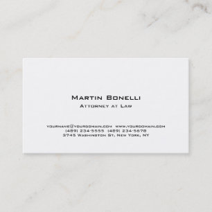Modern Clean White Attorney at Law Business Card