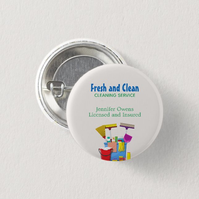 Modern Cleaning Bucket Housekeeping Service 3 Cm Round Badge (Front & Back)