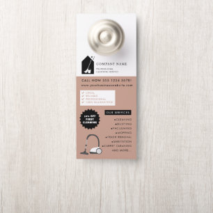 Modern Cleaning Cleaner Service Logo Green QR Code Door Hanger