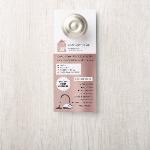 Modern Cleaning Cleaner Service Logo Rose Gold Door Hanger