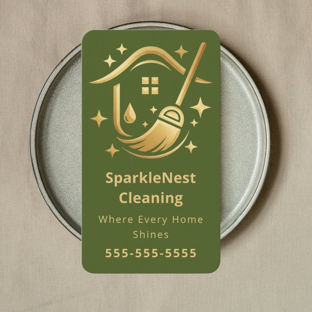 Modern Cleaning Company Branding House Cleaning Business Card (Creator Uploaded)
