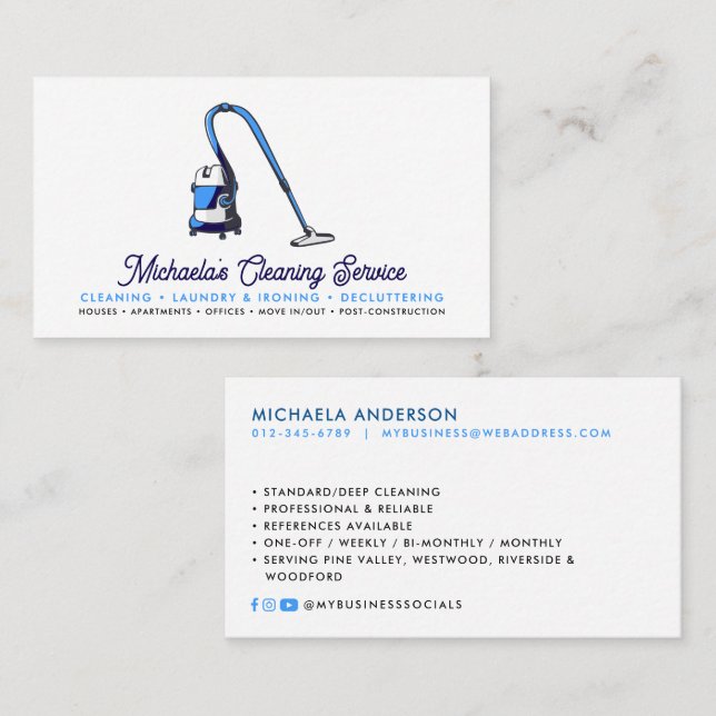 Modern Cleaning Service Social Media Business Card (Front/Back)