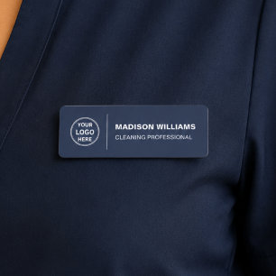 Modern Cleaning Services Logo Navy Blue Name Tag