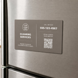 Modern Cleaning Services Logo QR Magnetic Card