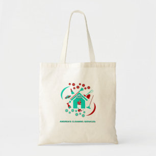 Modern Cleaning Services Logo Red & Teal Cute  Tote Bag