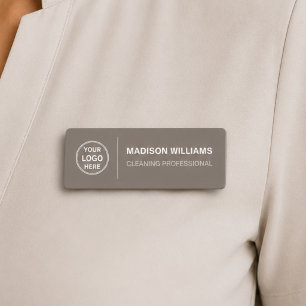 Modern Cleaning Services Logo Taupe Name Tag
