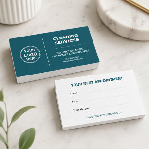 Modern Cleaning Services Logo Teal Appointment Card
