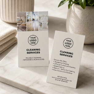 Modern Cleaning Services Photo Logo Business Card