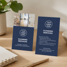 Modern Cleaning Services Photo Logo Navy Blue