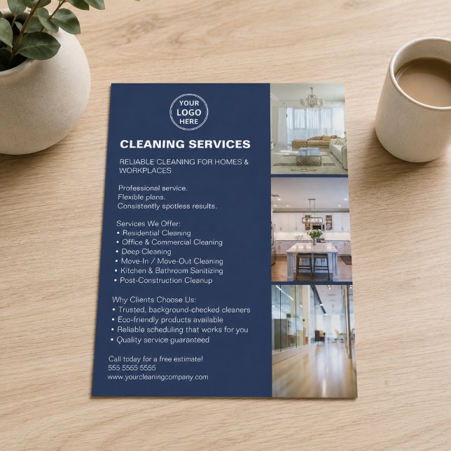 Modern Cleaning Services Photo Logo Navy Blue Flyer (Modern Cleaning Services Photo Logo Navy Blue Flyer)