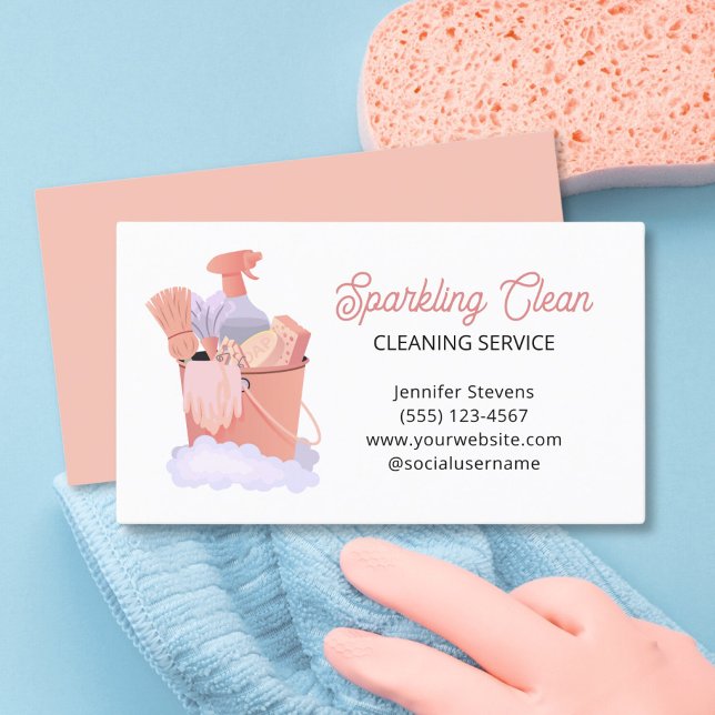Modern Cleaning Supplies Housecleaning Service Business Card (Creator Uploaded)