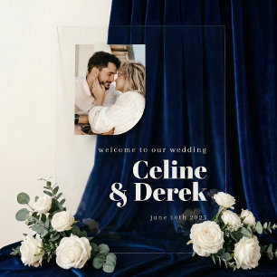 Modern Clear Wedding Photo Welcome Acrylic Sign
