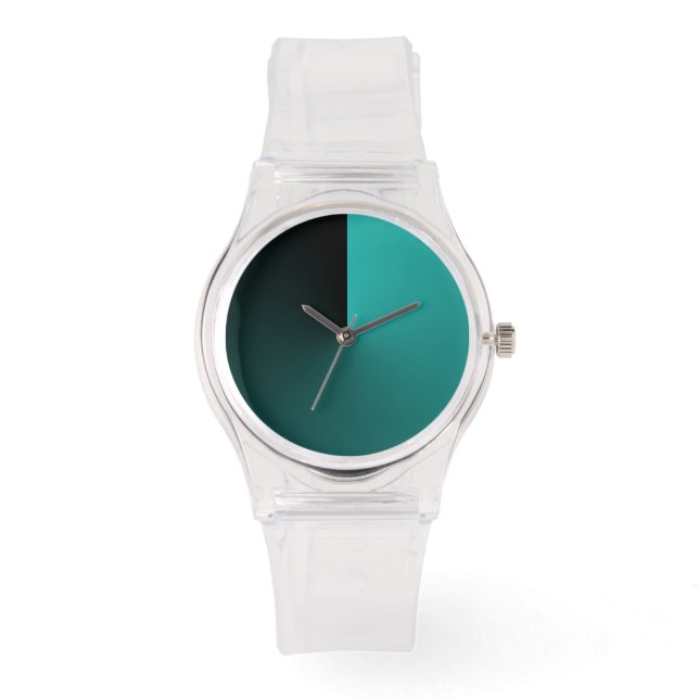 Modern Clear with Black and Turquoise Dial Watch (Front)