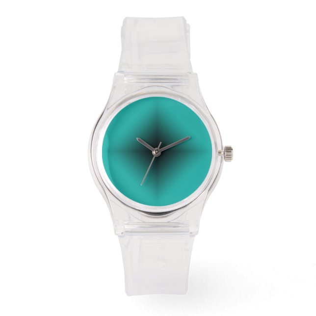 Modern Clear with Black and Turquoise Dial Watch (Front)