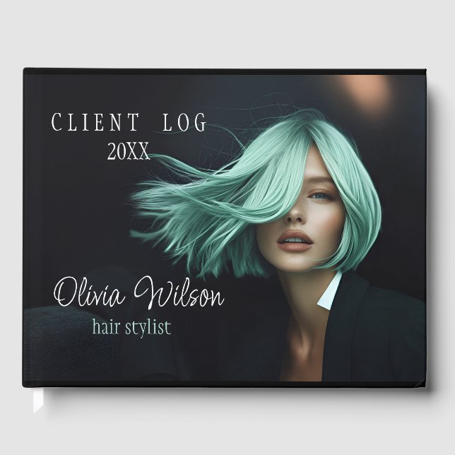 Modern Client Log Book for Hair Salons black (Front)
