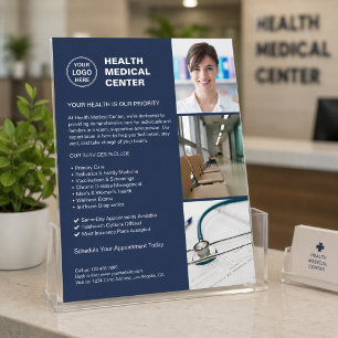 Modern Clinic Doctor Healthcare Logo Navy Blue Flyer
