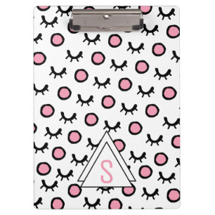 Modern Closed Eyes Dot Geometric Triangle Monogram Clipboard