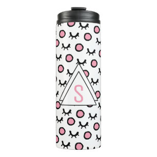 Modern Closed Eyes Dot Geometric Triangle Monogram Thermal Tumbler