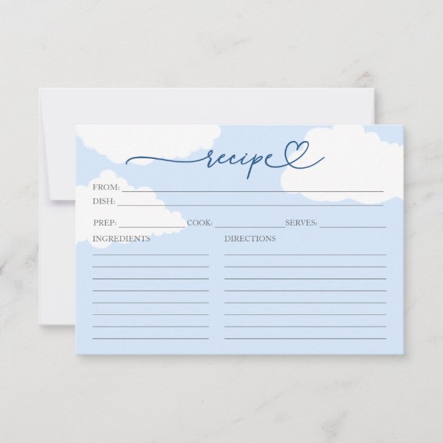 Modern Cloud Bridal Shower Recipe Card (Front)