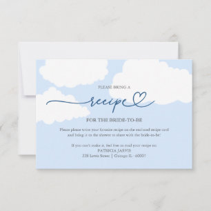 Modern Cloud Bridal Shower Recipe Request Invitation