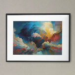 Modern Clouds Abstract art Red Blue Bold Colours Poster<br><div class="desc">This design may be personalised by choosing the Edit Design option. You may also transfer onto other items. Contact me at colorflowcreations@gmail.com or use the chat option at the top of the page if you wish to have this design on another product or need assistance with this design. See more...</div>