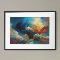 Modern Clouds Abstract art Red Blue Bold Colours