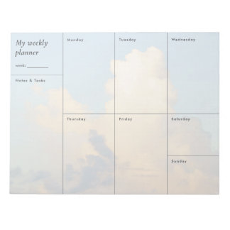 Modern cloudy sky minimalist Weekly Planner Notepad