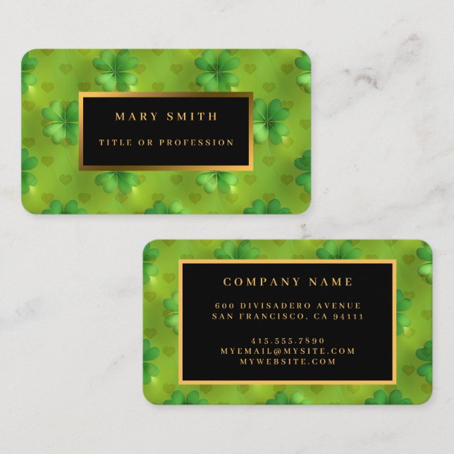 Modern Clover 4 Lists Green Collection Business Card (Front/Back)