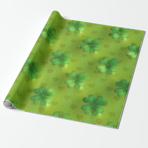 Modern Clover 4 Lists Green Collection Wrapping Paper