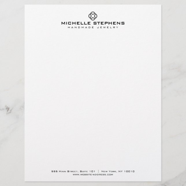 Modern Clover Logo Luxury Boutique White Personalized Letterhead (Front)