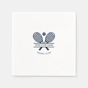 Modern Club Name Tennis Icons Navy Blue Logo Paper Napkin