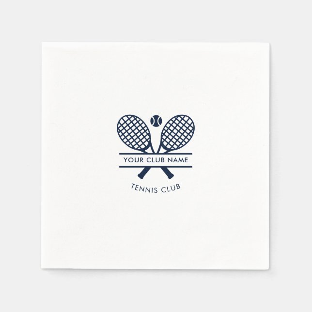 Modern Club Name Tennis Icons Navy Blue Logo Paper Napkin (Front)
