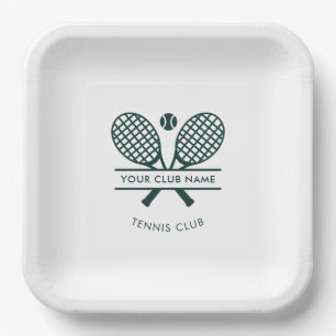 Modern Club Name Tennis Rackets Icon Custom Paper Plate