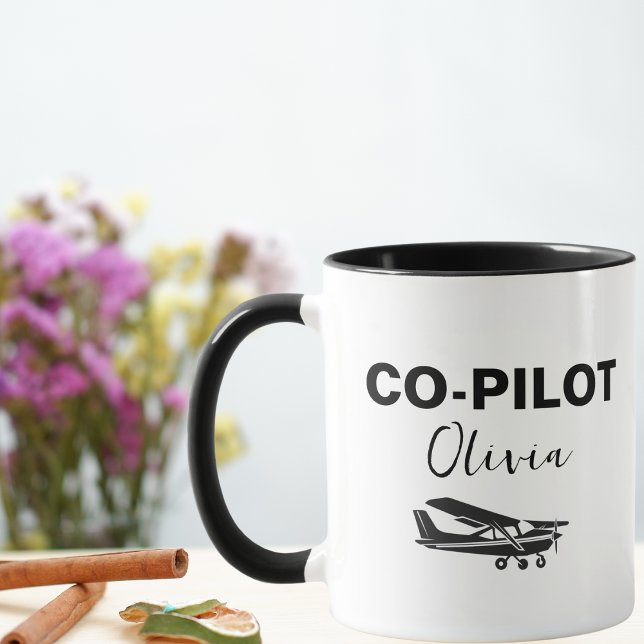 Modern CO-PILOT Text & Aeroplane, Personalised Gif Mug (Creator Uploaded)