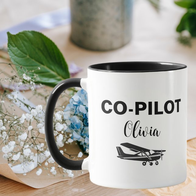 Modern CO-PILOT Text & Aeroplane, Personalised Gif Mug (Creator Uploaded)