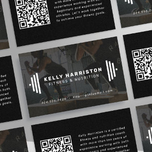 Modern coach fitness trainer photo qr code business card