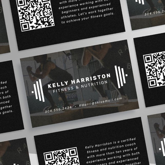 Modern coach fitness trainer photo qr code business card (Creator Uploaded)