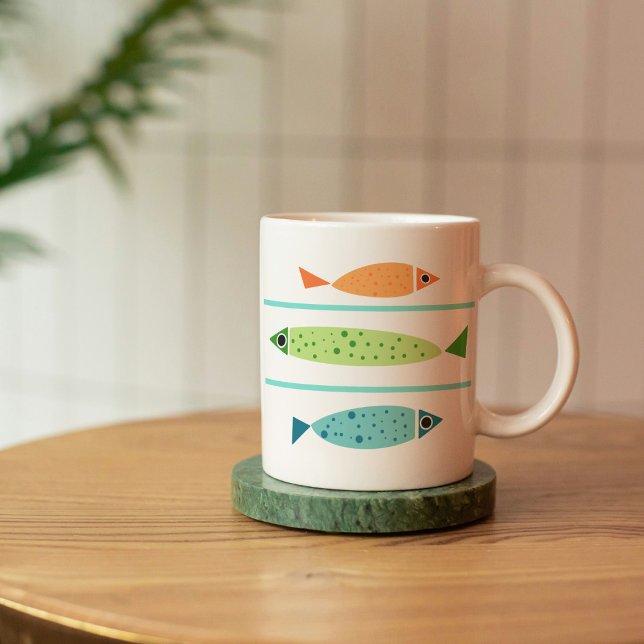 Modern Coastal Beach Fish Latte Mug (Creator Uploaded)