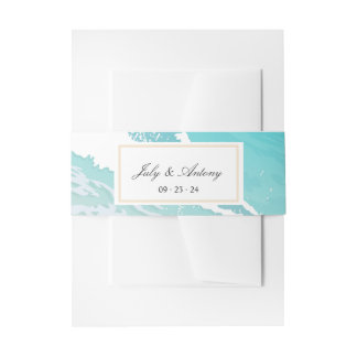 Modern Coastal Beach Ocean Shore Invitation Belly Band