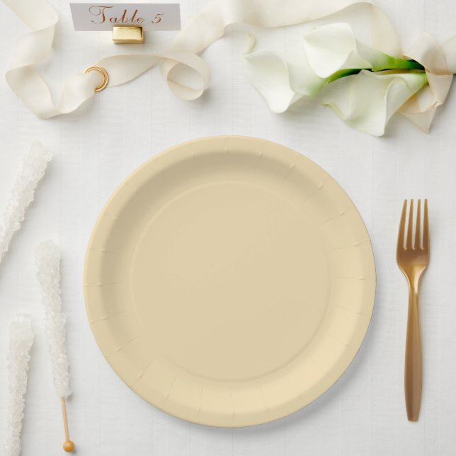 Modern coastal cream solid paper plate (Wedding)