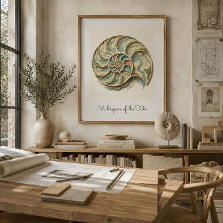 Modern Coastal Nautilus Shell Wall Art Poster