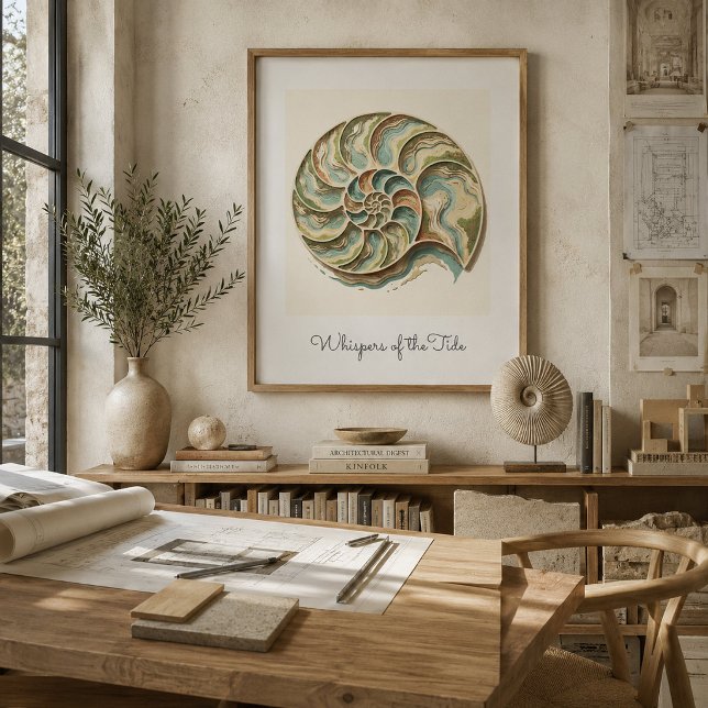 Modern Coastal Nautilus Shell Wall Art Poster (Creator Uploaded)